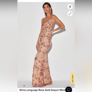 NWT Shine Language Rose Gold Sequin Mermaid Maxi Dress